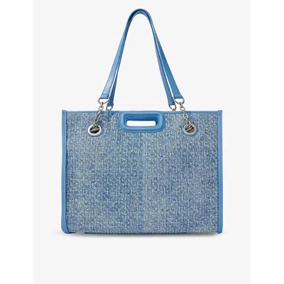 Maje Womens Bleus Rhinestone-embellished Denim Shoulder Bag In Blue