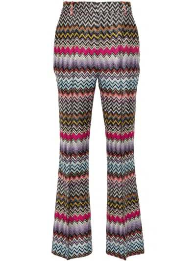 Missoni Zigzag Pattern Flared Trousers In Multicolor
