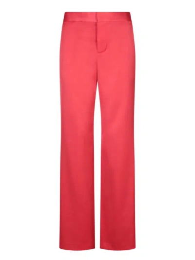 Alice And Olivia Red Satin Wide Leg Trousers