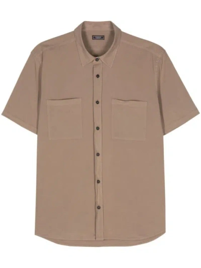 Peserico Cotton-blend Shortsleeved Shirt In Neutrals