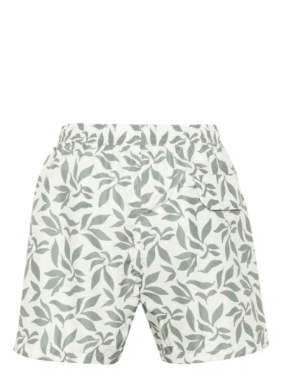 Eleventy Floral-print Swim Shorts In White
