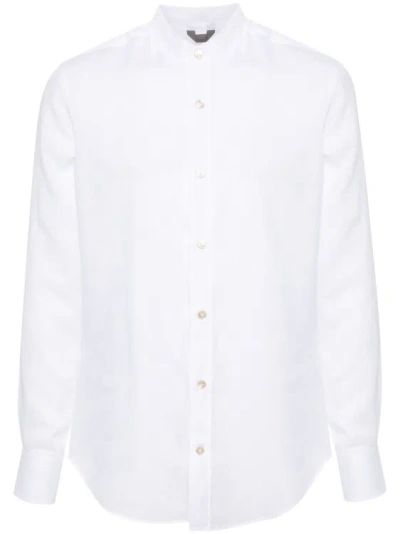 Eleventy Slub-texture Linen Shirt In White