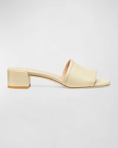 Stuart Weitzman Women's Cayman 35mm Linen Block-heel Sandals In Natural