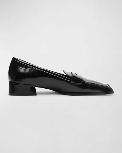 Schutz Ashton Leather Penny Loafers In Black