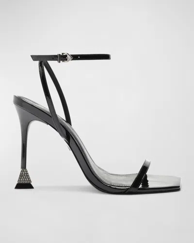 Schutz Joanna Patent Leather Stiletto Sandals In Black