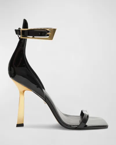 Schutz Ciara Patent Ankle-strap Sandals In Black
