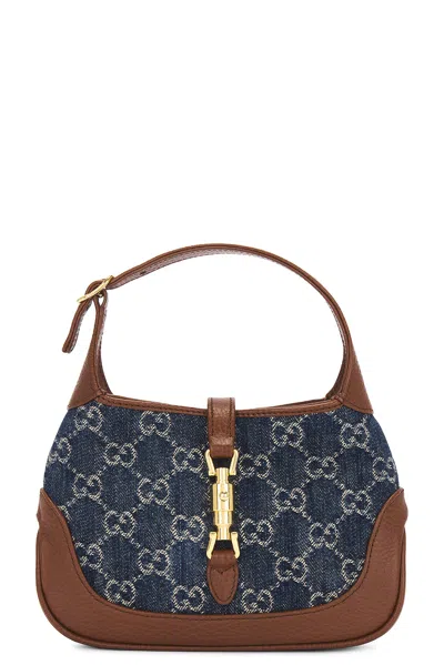 Gucci Jackie Gg Denim Shoulder Bag In Blue