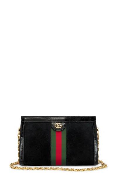 Gucci Ophidia Suede Shoulder Bag In Black