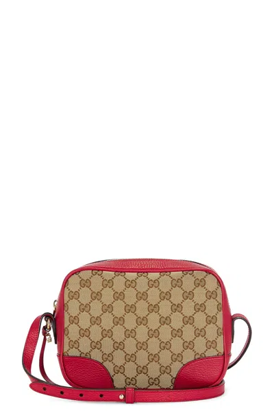 Gucci Gg Canvas Leather Shoulder Bag In Beige