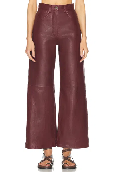 Etro Leather Wide Leg Pant In Plum