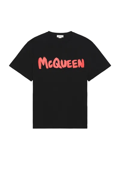 Alexander Mcqueen Cotton Logo T-shirt In Blackred