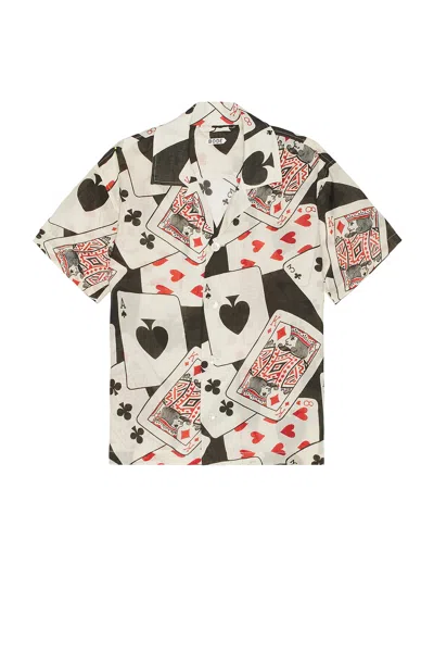 Bode Ace Of Spaded Short Sleeve Shirt In Black Multi