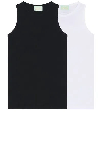 Aries Racer-back Rib Vest Twin Pack In White & Black