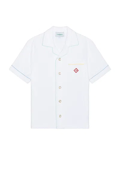 Casablanca Towelling Short Sleeve Shirt In White
