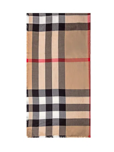 Burberry Check Scarf In Neutral
