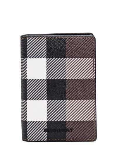 Burberry Check Wallet In Black