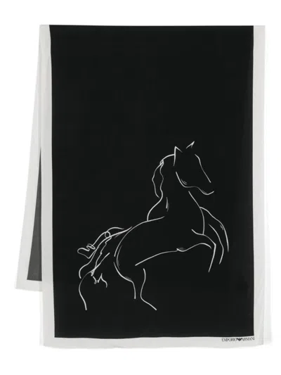 Ea7 Emporio Armani Printed Foulard In Black