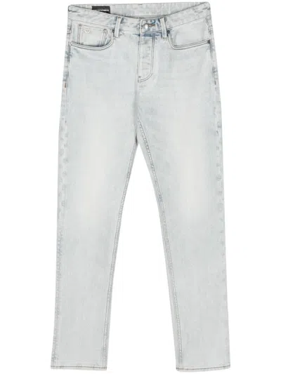 Emporio Armani Slim Denim Jeans In Clear Blue
