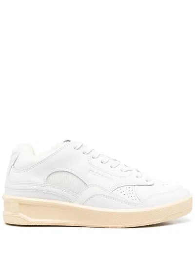 Jil Sander Basket Leather Sneakers In White