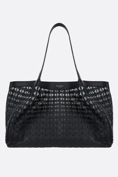 Serapian Textured Shoulder Bag In Chiaroscuro