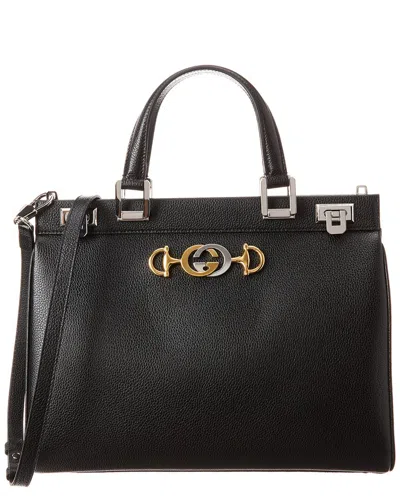 Gucci Ladies Zumi Grainy Leather Medium Top Handle Bag In Black
