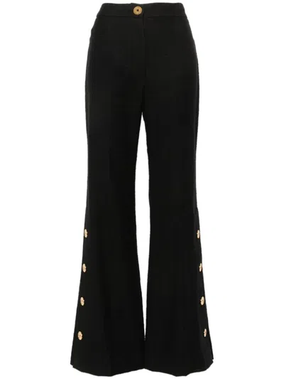 Patou Tweed Flared Trousers In Black  