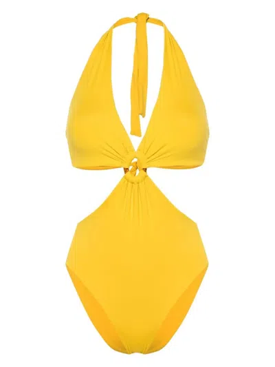Fisico Ring-bound Cut-out Swimsuit In Yellow