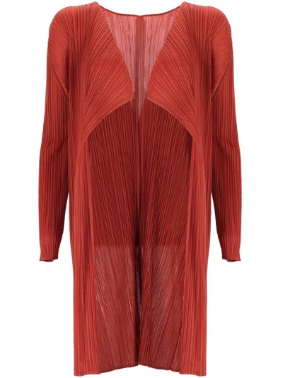 Issey Miyake Pleats Please Coats In Red