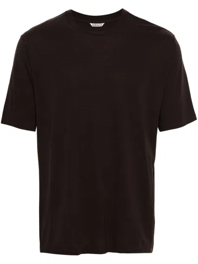 Auralee Crew-neck Cotton T-shirt In Brown