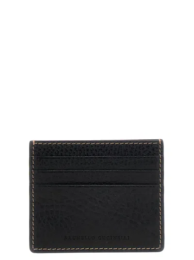 Brunello Cucinelli Leather Cardholder In Black