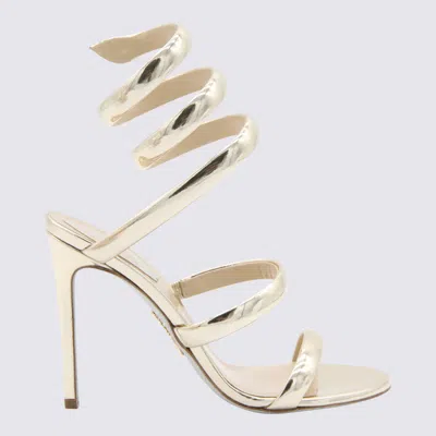 René Caovilla Light Gold Leather Cleo Sandals In Golden