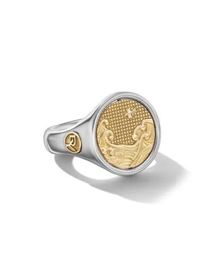 David Yurman Men's Water And Fire Duality Signet Ring In Sterling Silver