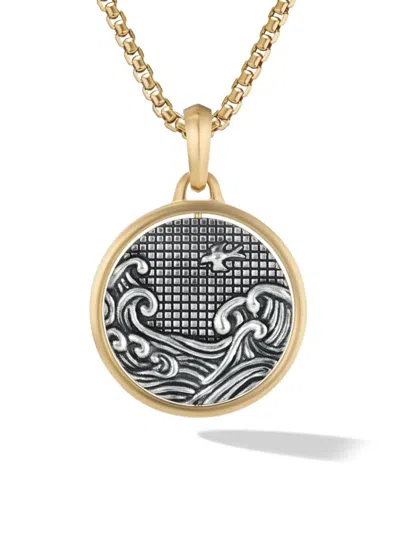 David Yurman Men's Water And Fire Duality Amulet In Sterling Silver With 18k Yellow Gold, 30mm