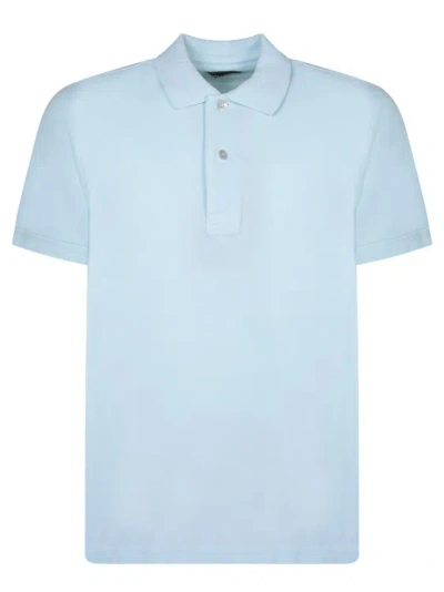 Tom Ford Cotton Pique Polo Shirt In Blue