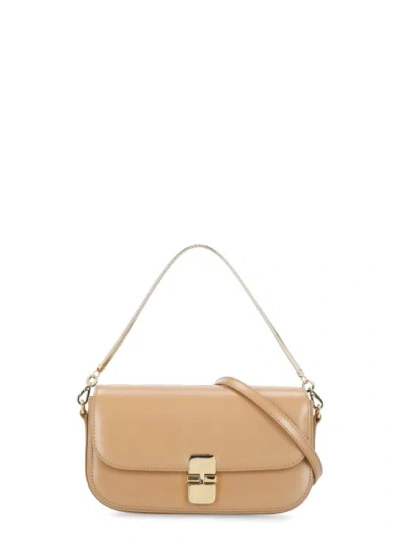 Apc Grace Leather Clutch Bag In Brown