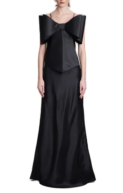 Mach & Mach Le Cadeau Silk Maxi Dress In Black