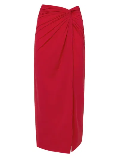 Vix By Paula Hermanny Women's Solid Karen Knotted Cover-up Midi Skirt In Red