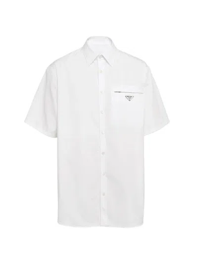 Prada Short-sleeved Cotton Shirt In White