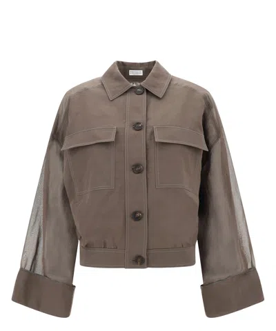Brunello Cucinelli Cotton Jacket In Brown