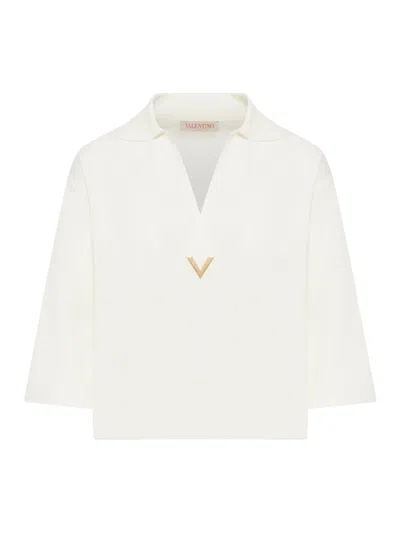 Valentino Knitted Polo Shirt In White