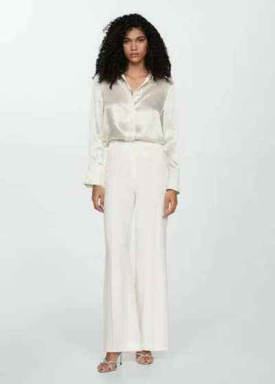 Mango Flowy Straight-fit Trousers Off White