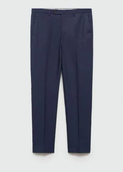 Mango Man Stretch Fabric Slim-fit Suit Trousers Blue