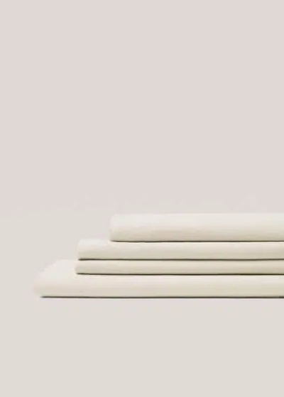Mango Home Washed Cotton Fitted Sheet For Super King Bed Sand In White