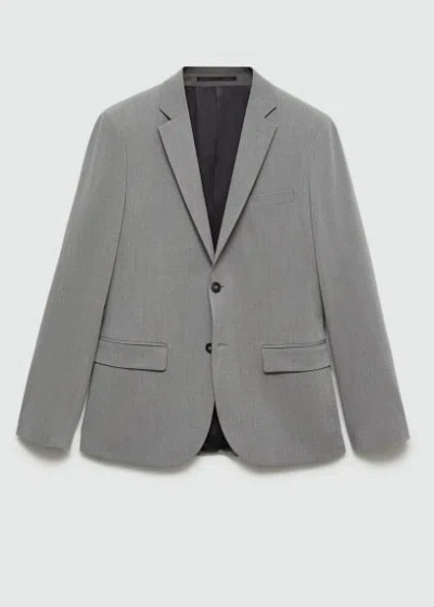 Mango Man Super Slim-fit Suit Jacket In Stretch Fabric Grey