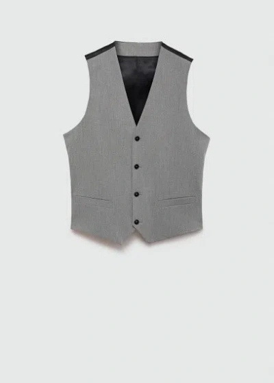 Mango Man Super Slim-fit Stretch Fabric Suit Waistcoat Grey