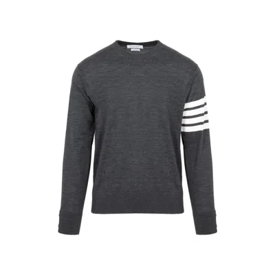 Thom Browne 4-bar Stripe Sweater In Wool In Grey