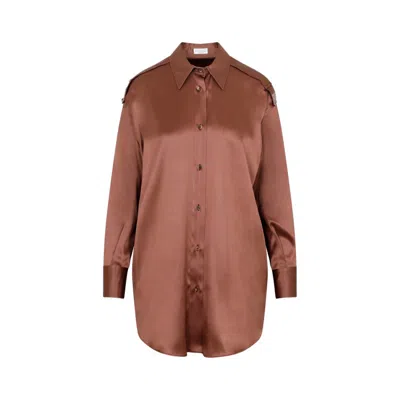 Brunello Cucinelli Luxurious Brown Silk Shirt For Women