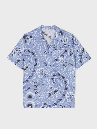Etro Kids' Paisley-print Cotton Shirt In Gnawed Blue