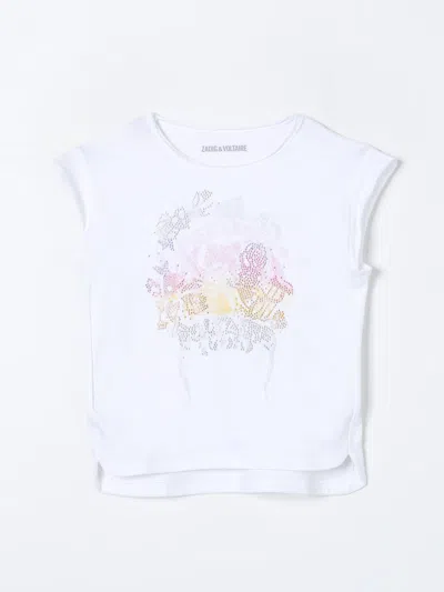 Zadig & Voltaire Kids' Graphic-print Rhinestone T-shirt In White