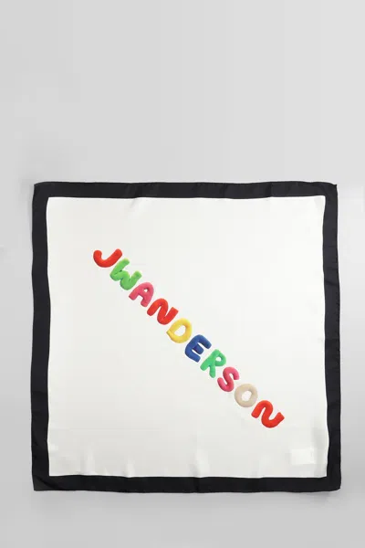 Jw Anderson Logo-print Silk Scarf In White